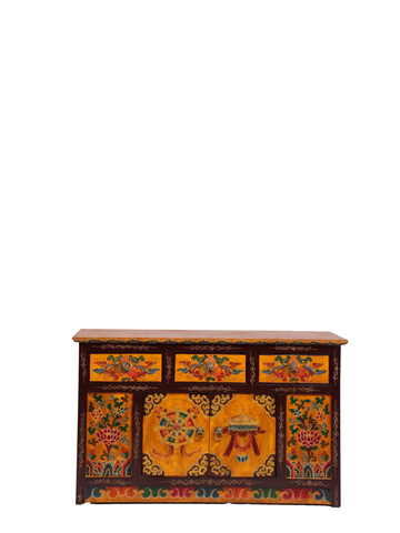 WHEEL OF LIFE - MUSTARD WITH FLORAL MOTIFS