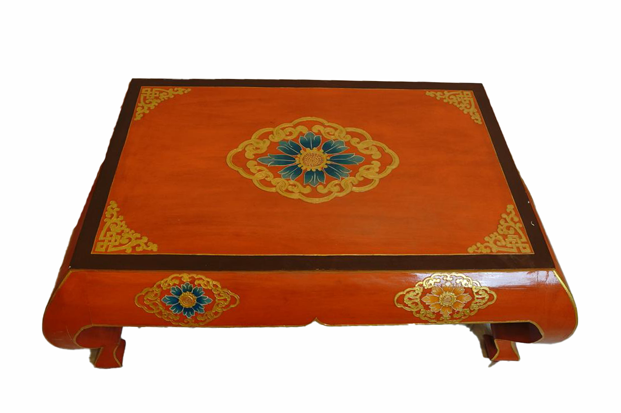 LOTUS HAND-CARVED COFFEE TABLE - ORANGE