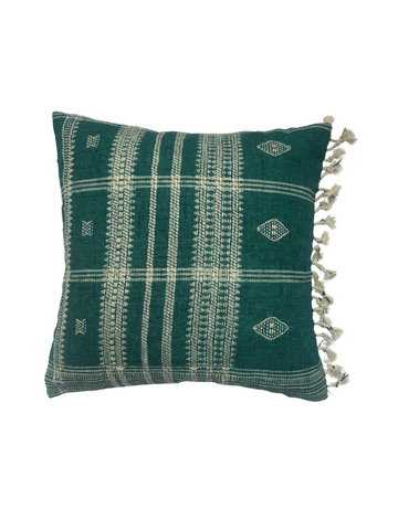 MERUDA HANDWOVEN CUSHION - TEAL GREEN