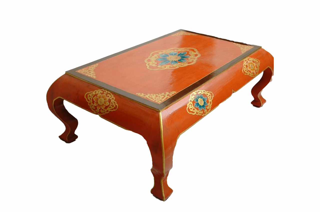 LOTUS HAND-CARVED COFFEE TABLE - ORANGE