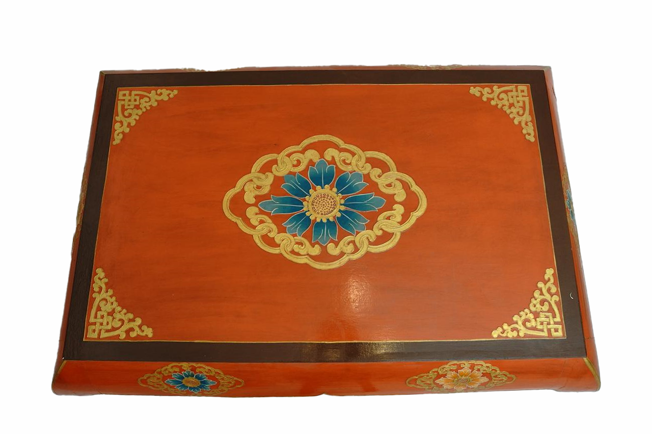 LOTUS HAND-CARVED COFFEE TABLE - ORANGE