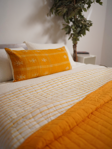 MANJA REVERSIBLE QUILT SET - YELLOW MUSTARD