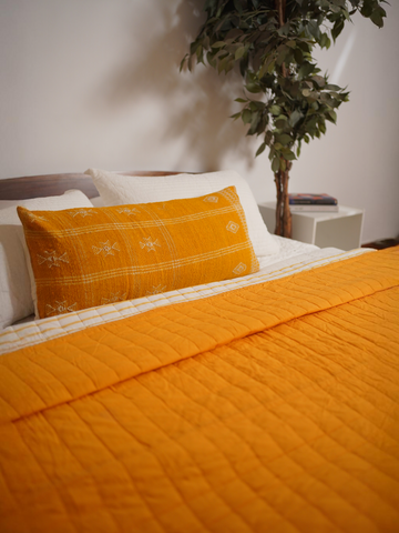 MANJA REVERSIBLE QUILT SET - YELLOW MUSTARD