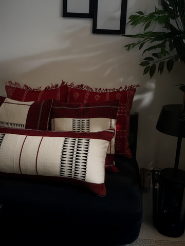 ROJA HANDWOVEN PILLOW - RED AND BLACK