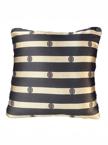 ZAYA SILK CUSHION - BLACK AND GOLD