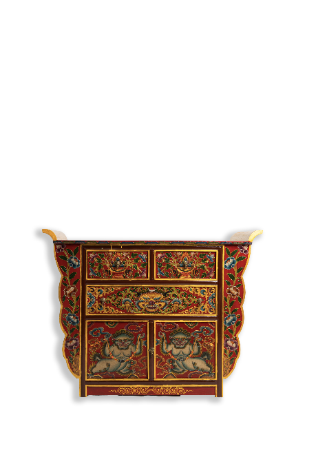 SNOWLION HANDPAINTED CABINET - RED