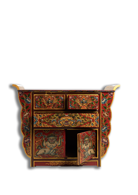 SNOWLION HANDPAINTED CABINET - RED