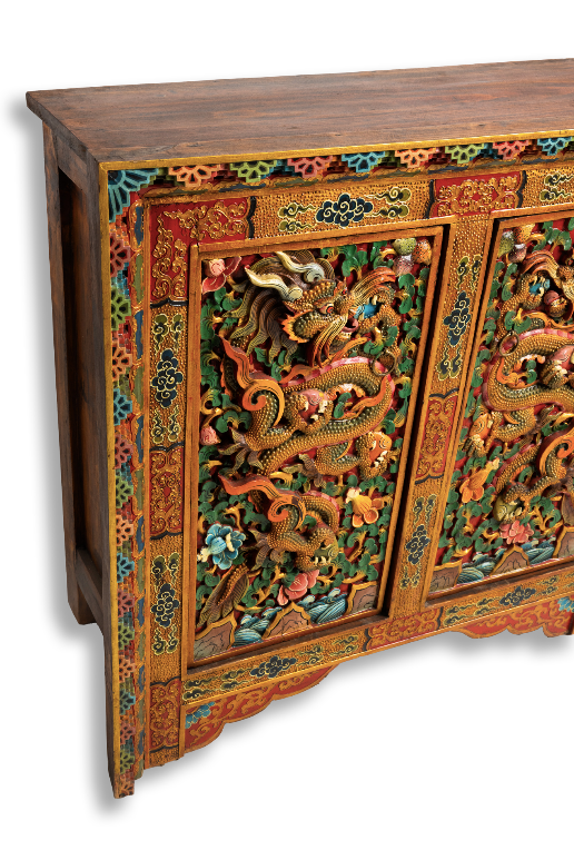 DRAGON HANDMADE CABINET INTRICATELY CARVED