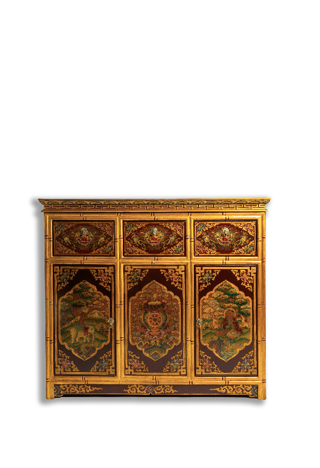 JATAKA TALES CABINET - RED AND GOLD