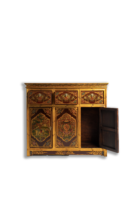 JATAKA TALES CABINET - RED AND GOLD