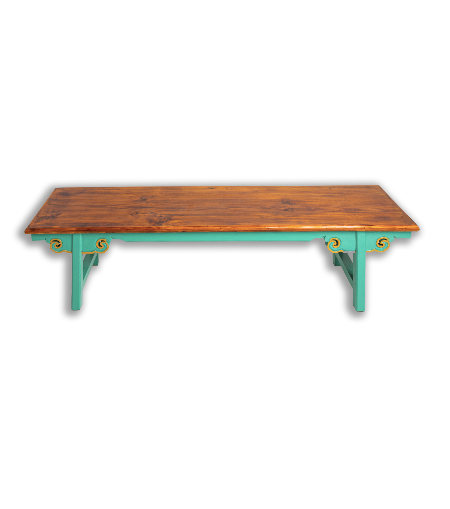 HAND-CARVED  CLOUD BENCH - BLUE GREEN