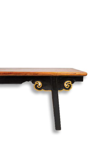 HAND-CARVED CLOUD BENCH - BLACK AND GOLD