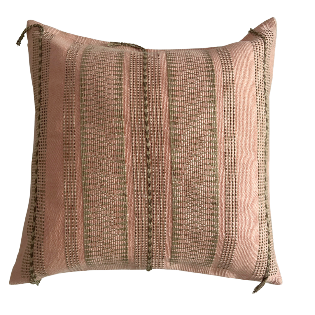 NIS HANDWOVEN CUSHION - BLUSH PINK