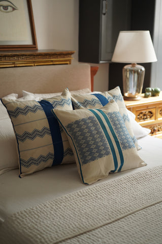 MIRAM HANDWOVEN CUSHION - BLUE