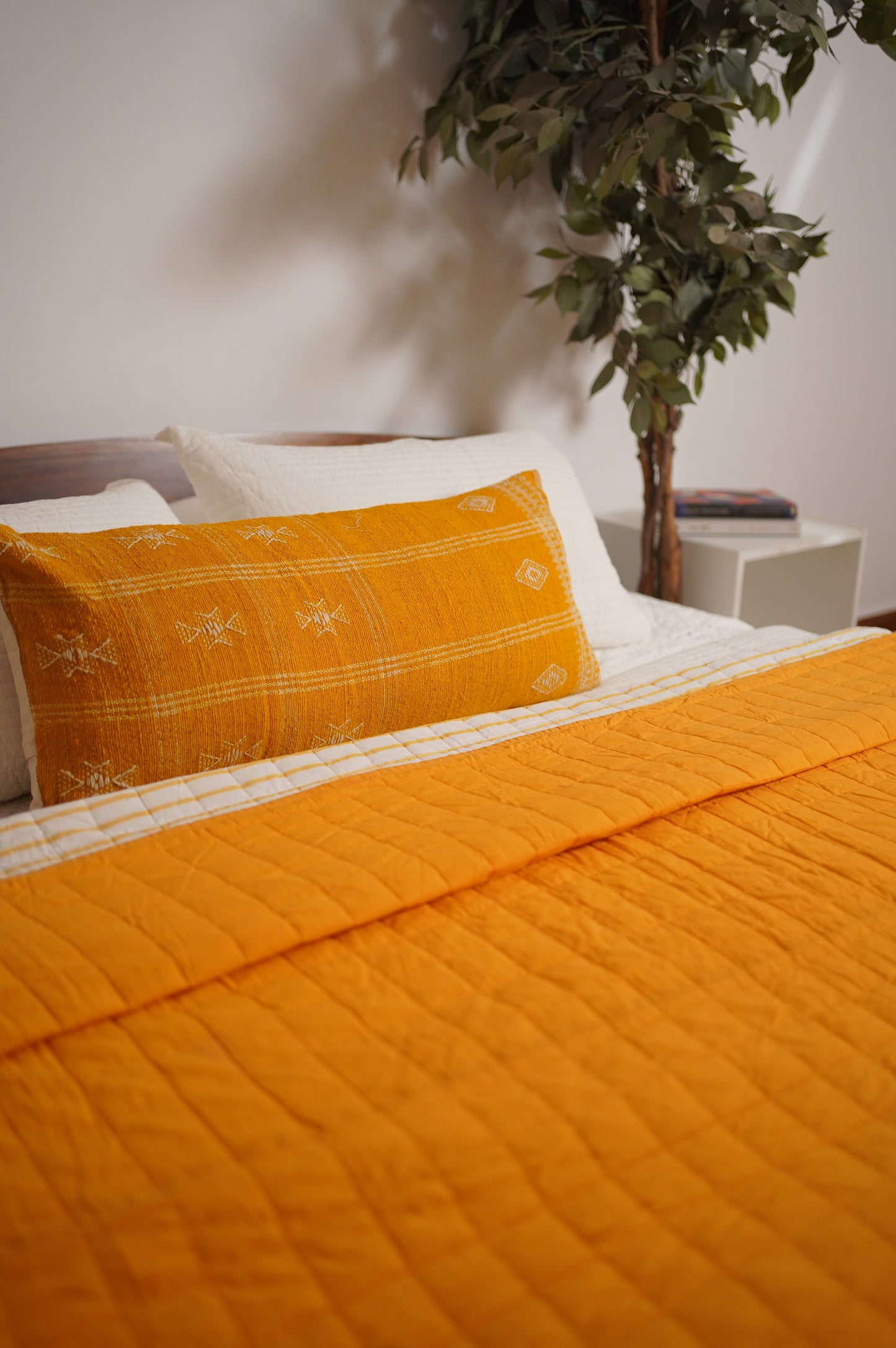 MANJA REVERSIBLE QUILT SET - YELLOW MUSTARD